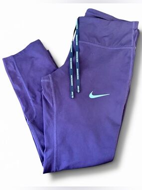 Nike Dri-FIT Leggings Womens Small Plum Purple Cropped Running Athletic Pants